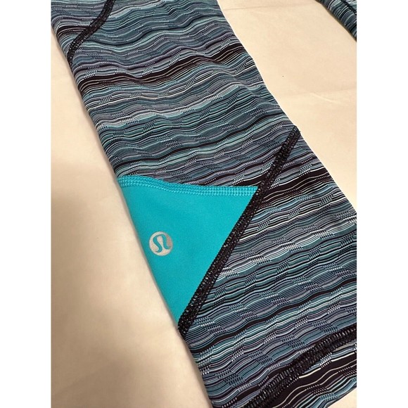 Lululemon Pace Rival Crop Space Dye Twist Naval Peacock Blue Leggings Size 2 - Picture 7 of 9